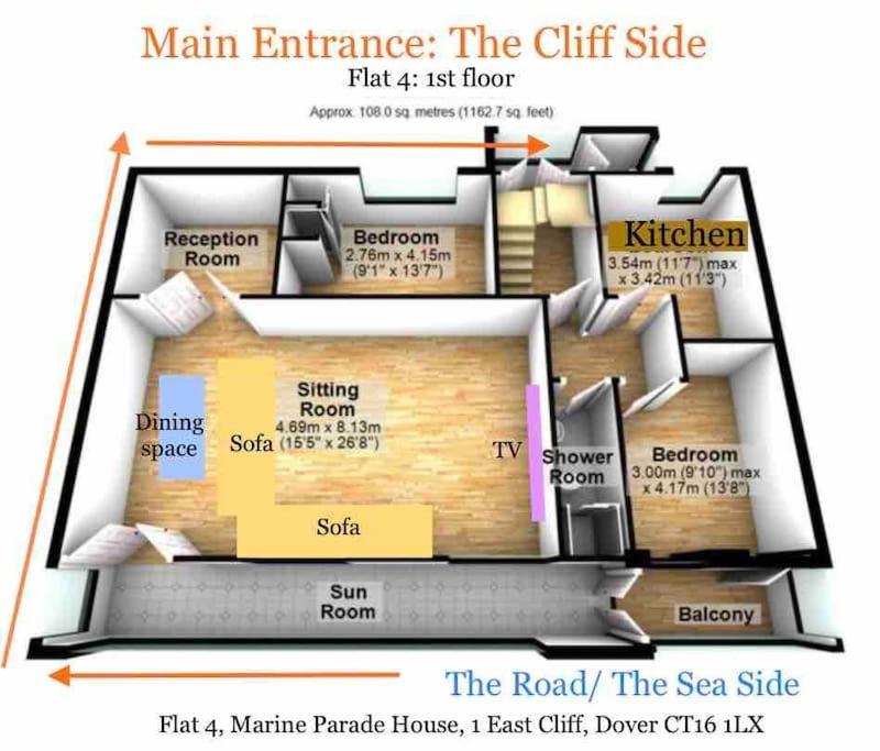 Flat 4 Marine Parade House, 1 East Cliff- Next To Dover Port, White Cliffs, Beach, Castle 외부 사진